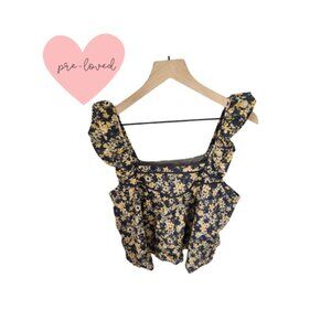 Roan + Ryan Edith Retro Floral Flutter Tank, Size XL